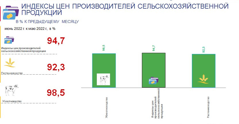 Индексы цен производителей сельскохозяйственной продукции  в Чеченской Республике за июнь 2022 года